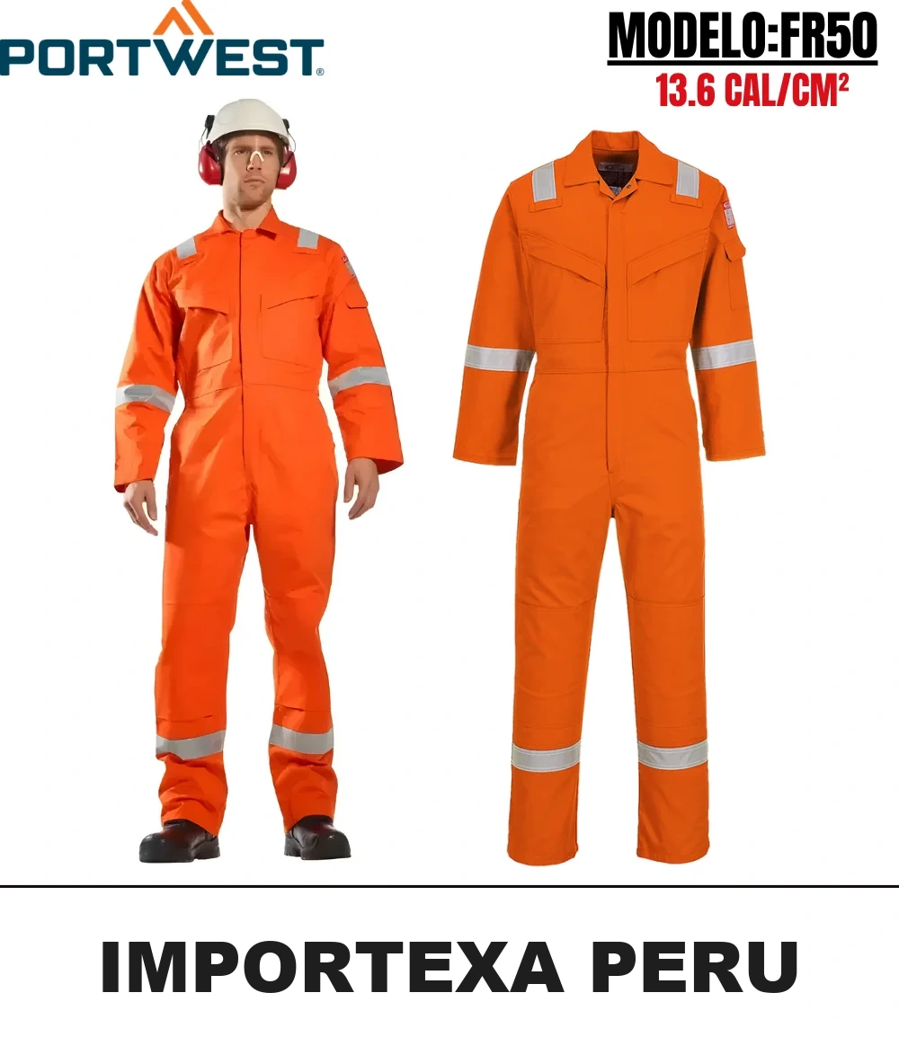 Mameluco ignífugo Portwest FR50 naranja antiestático - Imagen 1