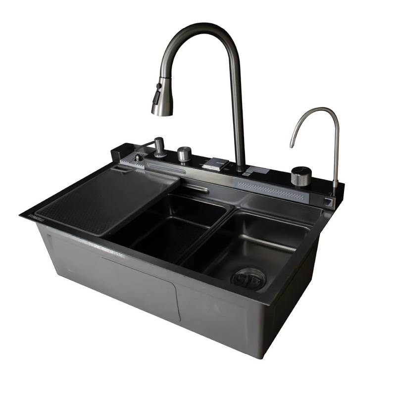 100101448938 Lavadero de Cocina Multifuncional Smart Hawai Inox Negro Fratelli HWI-7545B - Imagen 1